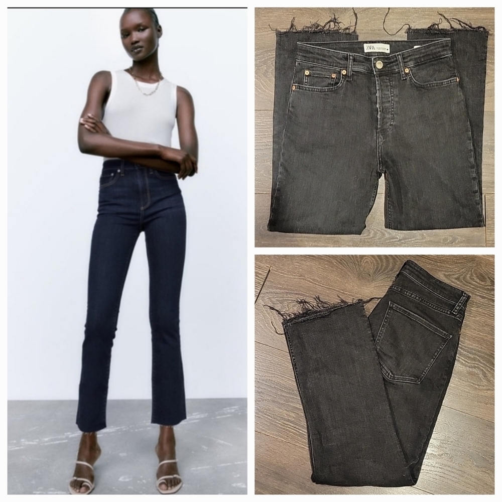 ❤ ZARA HIGH RISE DREED FLARE CROPPED JEANS, 6 (28)